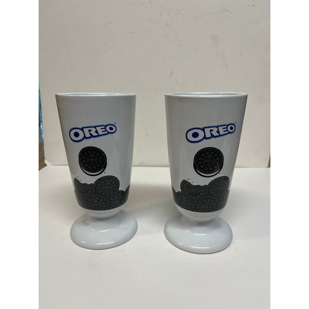 Vintage Oreo cookies, ceramic footed, milkshake glasses set of two